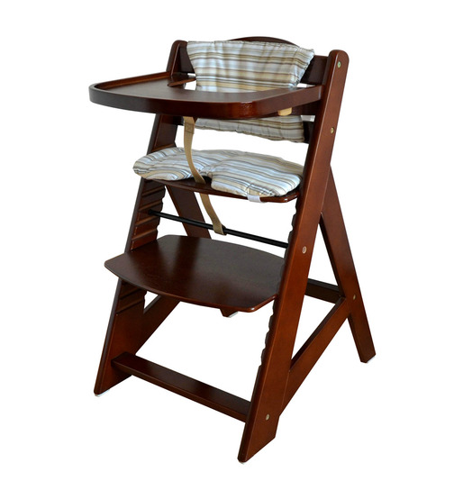 Honey Bee Treppenhochstuhl mit großer Essplatte braun