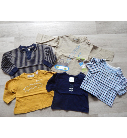Jungen Langarmshirt Paket 5 Stück Gr.62 -68