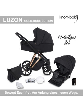 knorr-baby Kombikinderwagen Luzon 11- teilig Gold-Rosè-Edition 3 Designs