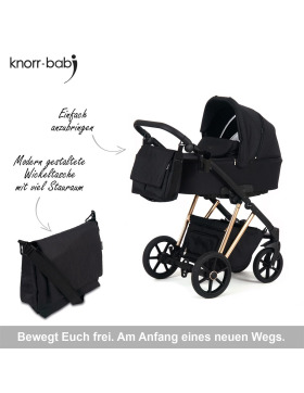 knorr-baby Kombikinderwagen Luzon 11- teilig Gold-Rosè-Edition 3 Designs