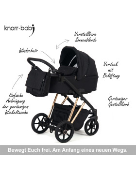 knorr-baby Kombikinderwagen Luzon 11- teilig Gold-Rosè-Edition 3 Designs