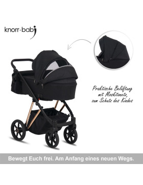 knorr-baby Kombikinderwagen Luzon 11- teilig Gold-Rosè-Edition 3 Designs