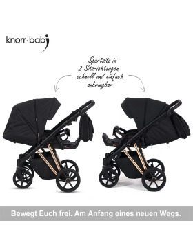 knorr-baby Kombikinderwagen Luzon 11- teilig Gold-Rosè-Edition 3 Designs