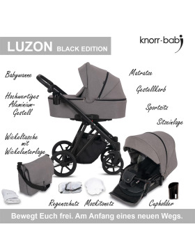 knorr-baby Kombikinderwagen Luzon 11- teilig Black Edition verschiedene Designs