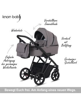 knorr-baby Kombikinderwagen Luzon 11- teilig Black Edition verschiedene Designs