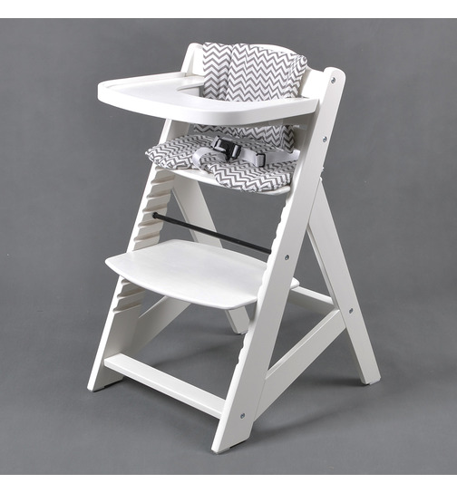 Honey Bee Treppenhochstuhl Kinderhochstuhl mit großer Essplatte weiß