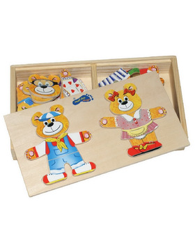 small foot Anziehbär und Anziehfrau Holzpuzzle