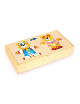 small foot Anziehbär und Anziehfrau Holzpuzzle